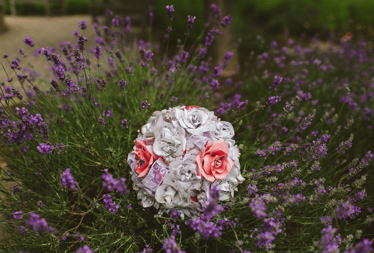 bouquet with flowers blowing in wind