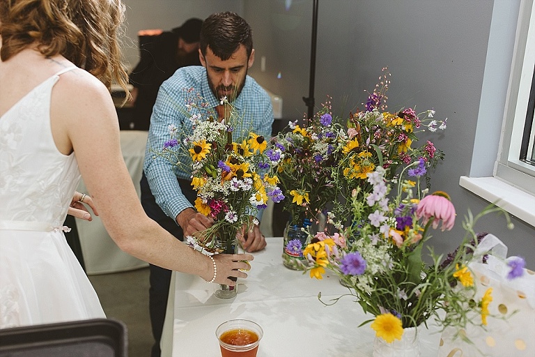 Wildflower wedding bouquet grown in backyard garden